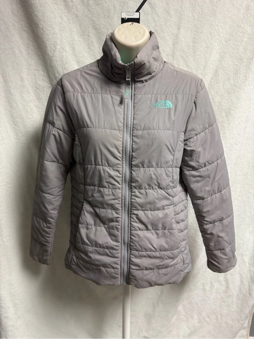 The North Face girls Grey Quilted Insulated Jacket